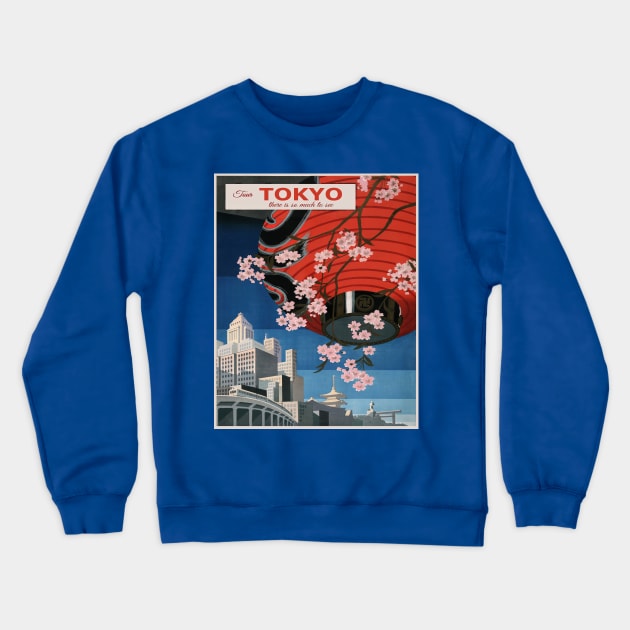 Vintage Japan Travel Poster Crewneck Sweatshirt by xposedbydesign